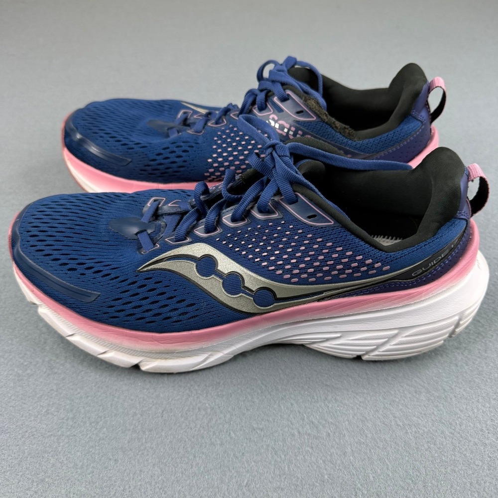 Saucony Guide 17 Running Shoes Womens Navy Pink Stability Trainers PWRRUN